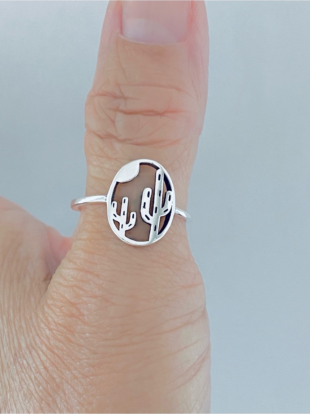 Sterling Silver Double Cactus Ring, Desert trees, Silver Rings, Tree of Life